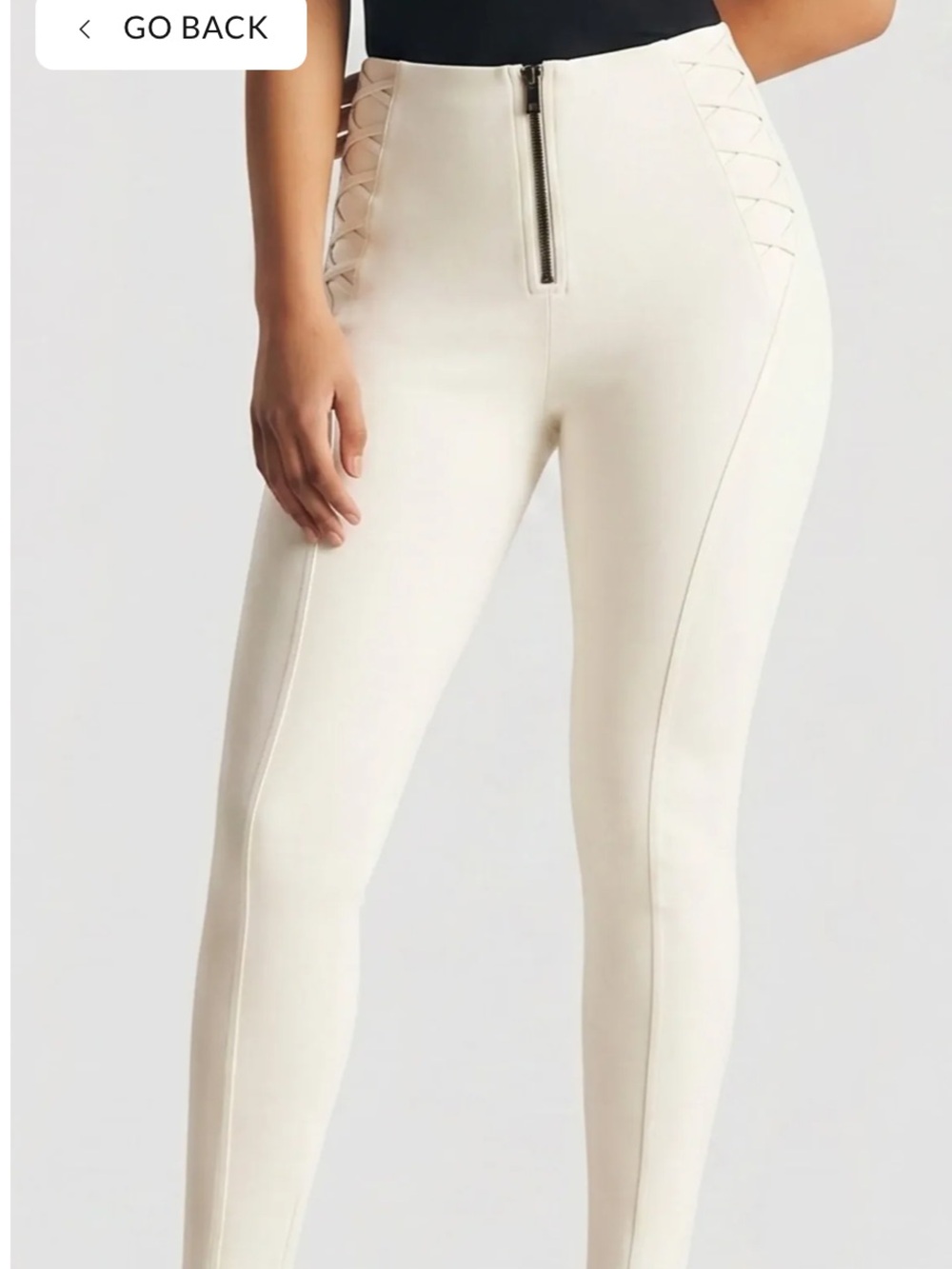 Freddy Cream High-Waist Ponte Leggings with Front Zip